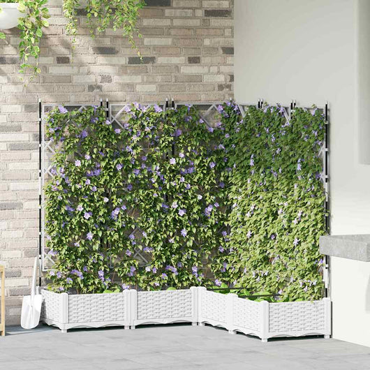 Vaso da giardino 5 pz-Set di 5 Fioriera da Esterno-Contenitore per Piante Bianco 120 x 120 x 125,5 cm Acciaio