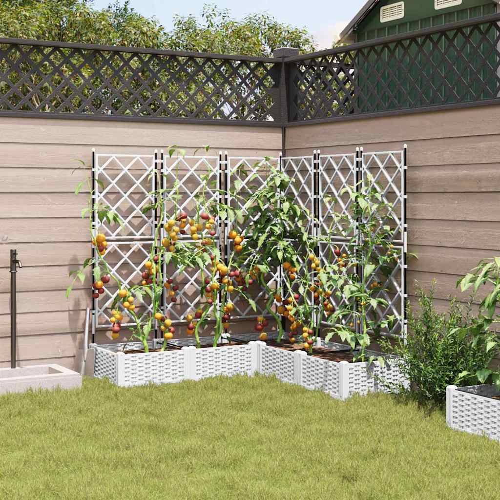 Vaso da Giardino con Trellis 5 pcs Bianco 120 x 120 x 125.5 cm 42002910
