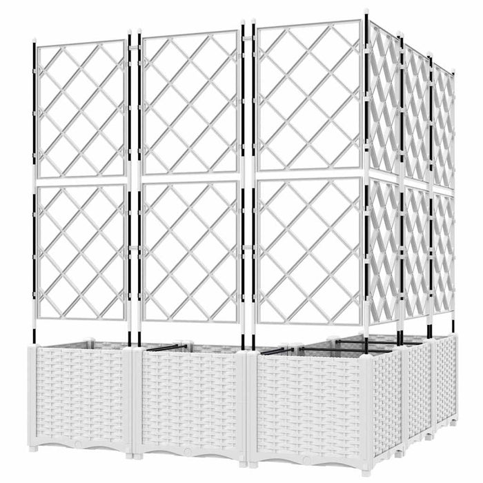 Vaso da Giardino con Trellis 5 pcs Bianco 120 x 120 x 143 cm PP 42002911