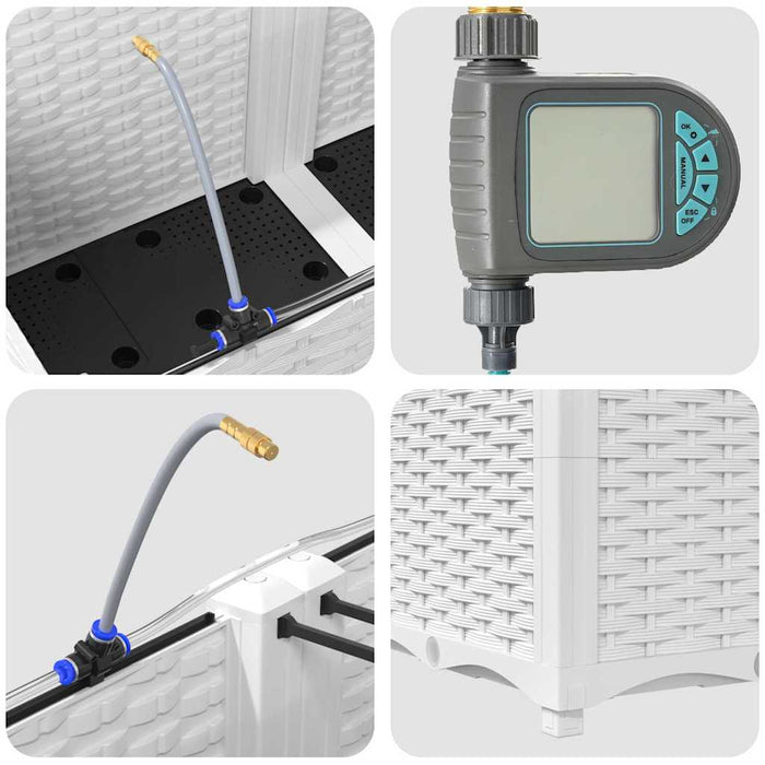 Vaso da giardino 2 pz-Set di 2 Fioriera da Esterno-Contenitore per Piante Bianco Acciaio 816739