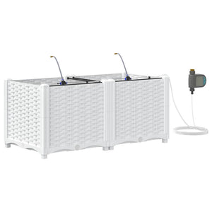 Vaso da giardino 2 pz-Set di 2 Fioriera da Esterno-Contenitore per Piante Bianco Acciaio 816739