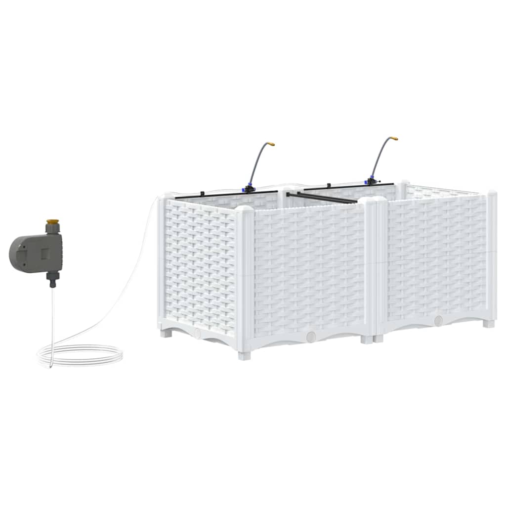 Vaso da giardino 2 pz-Set di 2 Fioriera da Esterno-Contenitore per Piante Bianco Acciaio 816739