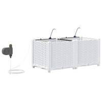 Vaso da giardino 2 pz-Set di 2 Fioriera da Esterno-Contenitore per Piante Bianco Acciaio 816739