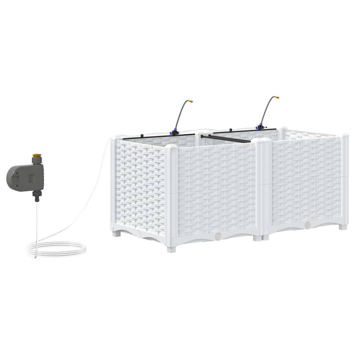 Vaso da giardino 2 pz-Set di 2 Fioriera da Esterno-Contenitore per Piante Bianco Acciaio 816739