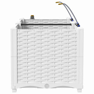 Vaso da giardino 2 pz-Set di 2 Fioriera da Esterno-Contenitore per Piante Bianco Acciaio 816739