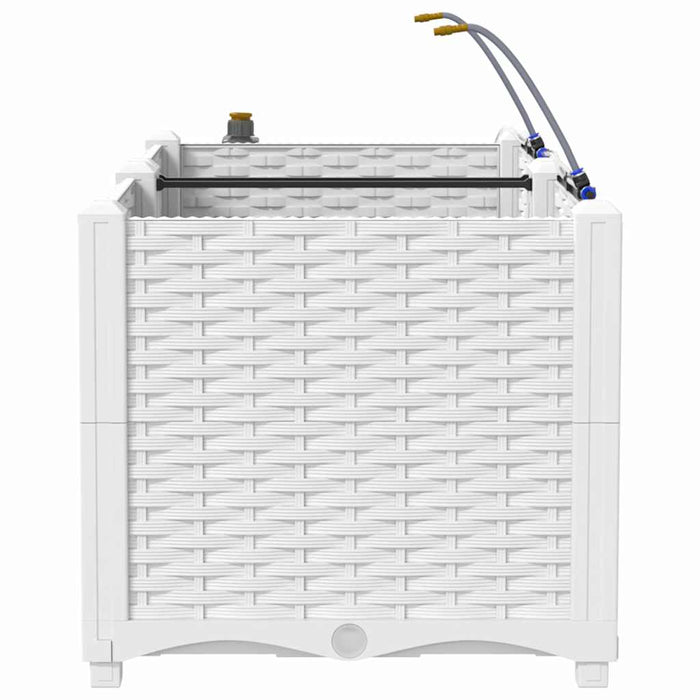 Vaso da giardino 2 pz-Set di 2 Fioriera da Esterno-Contenitore per Piante Bianco Acciaio 816739