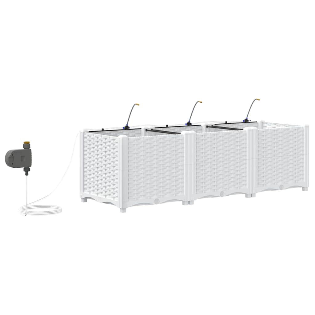 Vaso da giardino 3 pz-Set di 3 Fioriera da Esterno-Contenitore per Piante Bianco Acciaio 971139