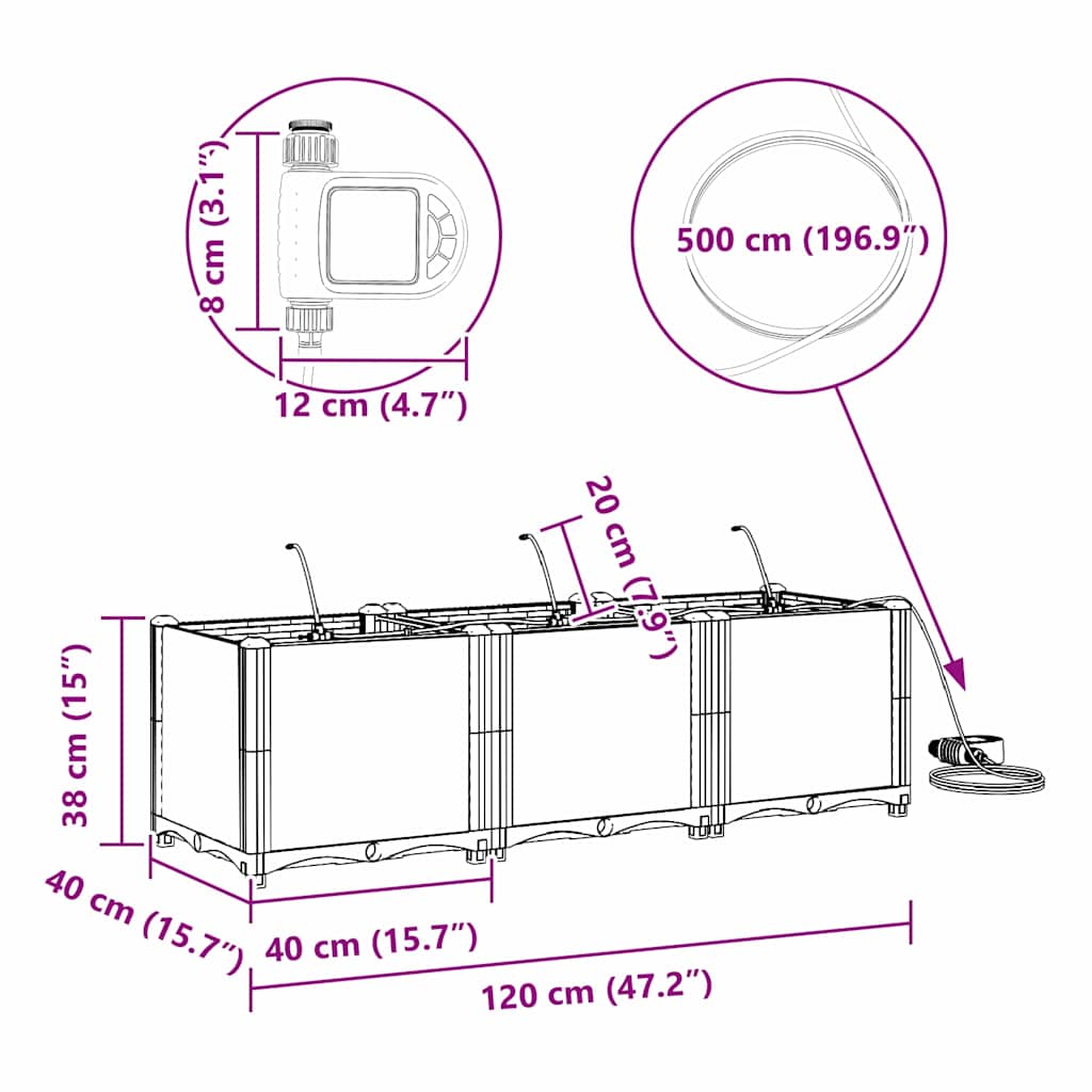 Vasi da giardino Bianco 120 x 40 x 37.5 cm Acciaio 42002914