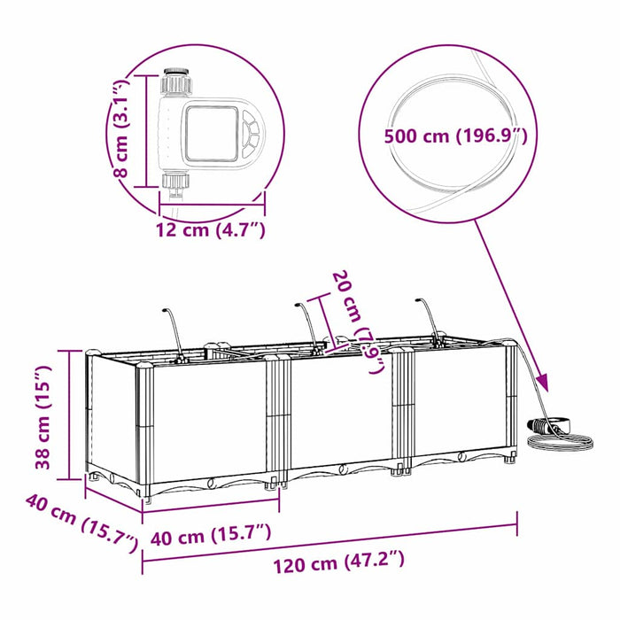 Vasi da giardino Bianco 120 x 40 x 37.5 cm Acciaio 42002914