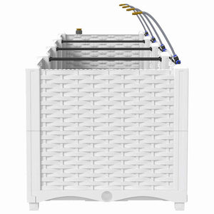 Vaso da giardino 4 pz-Set di 4 Fioriera da Esterno-Contenitore per Piante Bianco Acciaio 746016