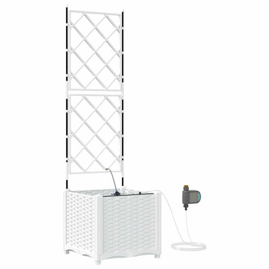 Vaso da giardino-Fioriera da Esterno-Contenitore per Piante Bianco 40 x 40 x 142 cm Acciaio