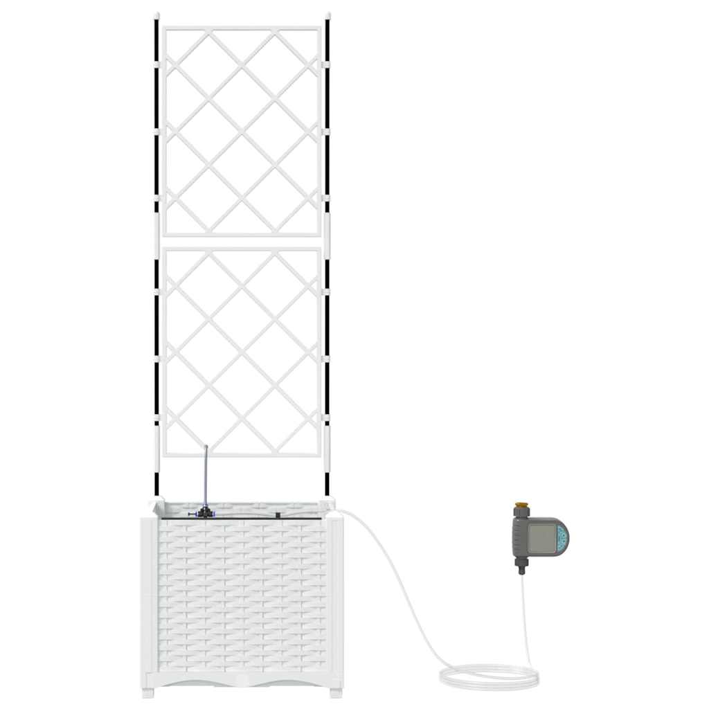 Vaso da giardino-Fioriera da Esterno-Contenitore per Piante Bianco 40 x 40 x 142 cm Acciaio