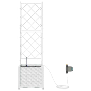 Vaso da giardino-Fioriera da Esterno-Contenitore per Piante Bianco 40 x 40 x 142 cm Acciaio