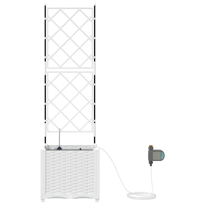 Vaso da giardino-Fioriera da Esterno-Contenitore per Piante Bianco 40 x 40 x 142 cm Acciaio