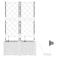 Vaso da giardino 2 pz-Set di 2 Fioriera da Esterno-Contenitore per Piante Bianco Acciaio 785571