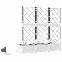 Vaso da giardino 3 pz-Set di 3 Fioriera da Esterno-Contenitore per Piante Bianco Acciaio 456965