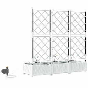 Vaso da giardino 3 pz-Set di 3 Fioriera da Esterno-Contenitore per Piante Bianco Acciaio 456965