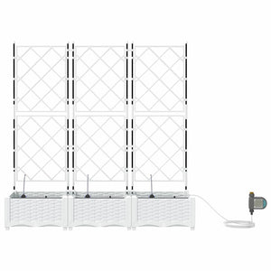 Vaso da giardino 3 pz-Set di 3 Fioriera da Esterno-Contenitore per Piante Bianco Acciaio 456965