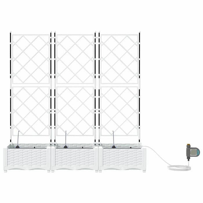Vaso da giardino 3 pz-Set di 3 Fioriera da Esterno-Contenitore per Piante Bianco Acciaio 456965