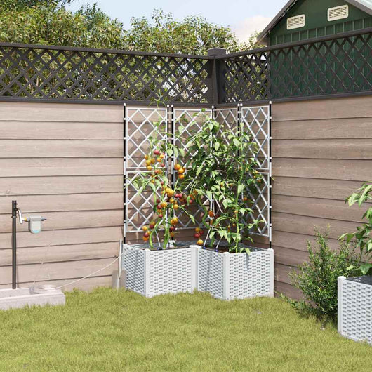 Vaso da giardino 3 pz-Set di 3 Fioriera da Esterno-Contenitore per Piante Bianco Acciaio 451704