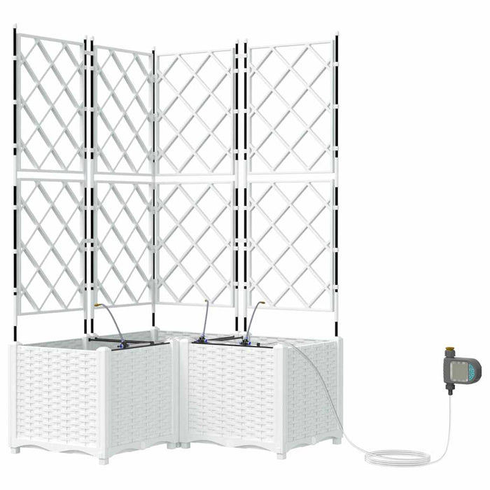 vidaXL Vasi da giardino Bianco 80 x 80 x 142 cm Acciaio