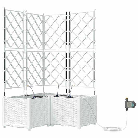 Vaso da giardino 3 pz-Set di 3 Fioriera da Esterno-Contenitore per Piante Bianco Acciaio 451704