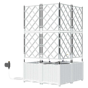 vidaXL Vasi da giardino Bianco 80 x 80 x 142 cm Acciaio