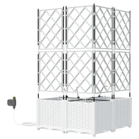 Vaso da giardino 3 pz-Set di 3 Fioriera da Esterno-Contenitore per Piante Bianco Acciaio 451704