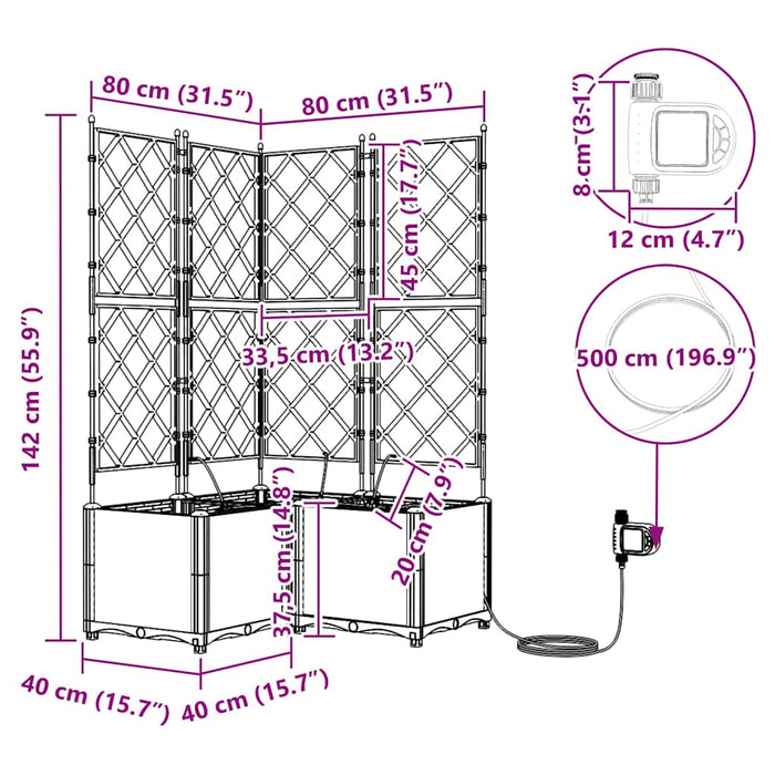 Vaso da giardino 3 pz-Set di 3 Fioriera da Esterno-Contenitore per Piante Bianco Acciaio 451704