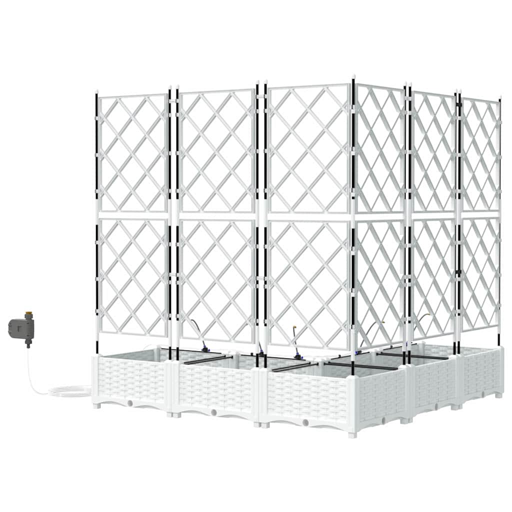 Vaso da giardino 5 pz-Set di 5 Fioriera da Esterno-Contenitore per Piante Bianco Acciaio 180246