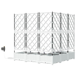 Vaso da giardino 5 pz-Set di 5 Fioriera da Esterno-Contenitore per Piante Bianco Acciaio 180246