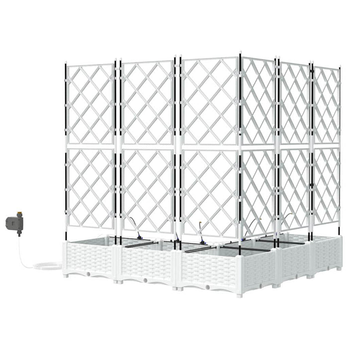 Vaso da giardino 5 pz-Set di 5 Fioriera da Esterno-Contenitore per Piante Bianco Acciaio 180246