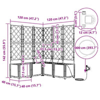 vidaXL Vasi da giardino Bianco 120 x 120 x 142 cm Acciaio