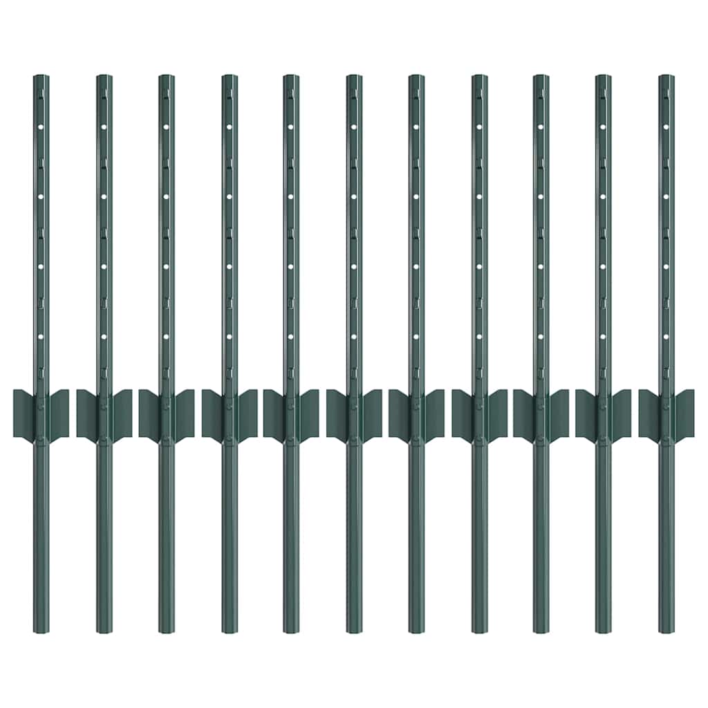 Pali per Recinzione 11 pcs Verde 40 cm Acciaio 42006259