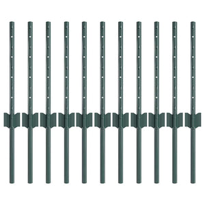 Pali per Recinzione 11 pcs Verde 40 cm Acciaio 42006259