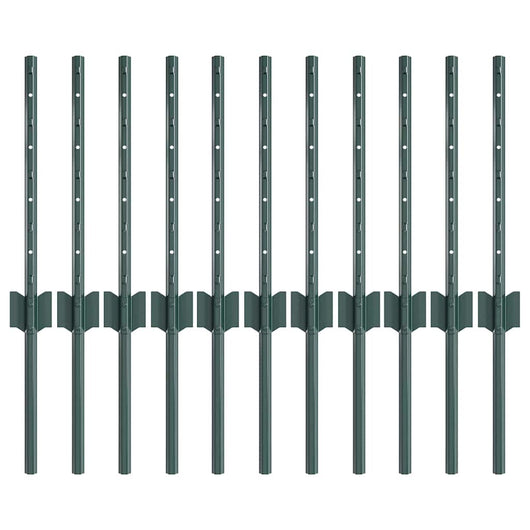 Pali per Recinzione 11 pcs Verde 40 cm Acciaio 42006259