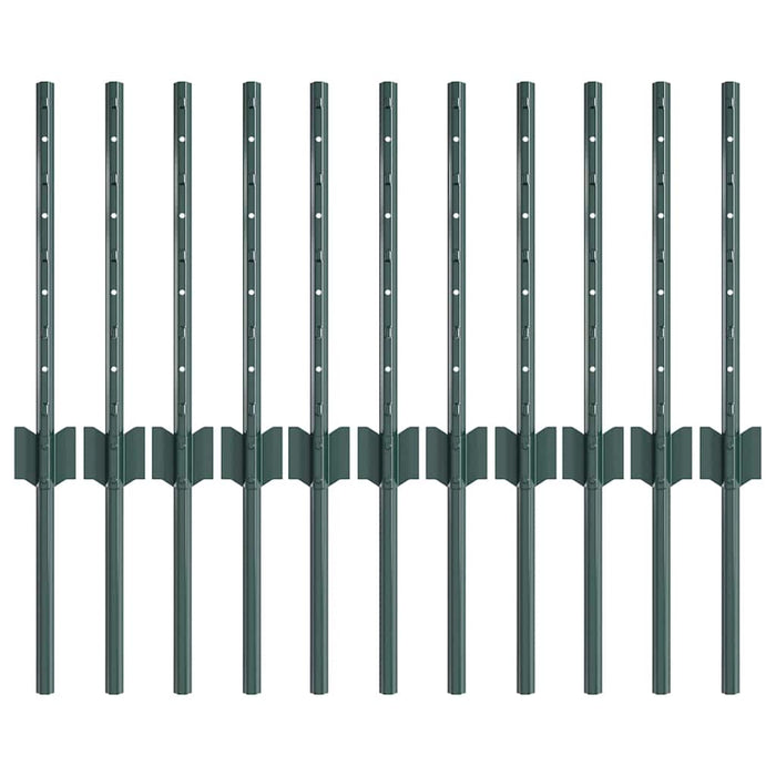 Pali per Recinzione 11 pcs Verde 40 cm Acciaio 42006259