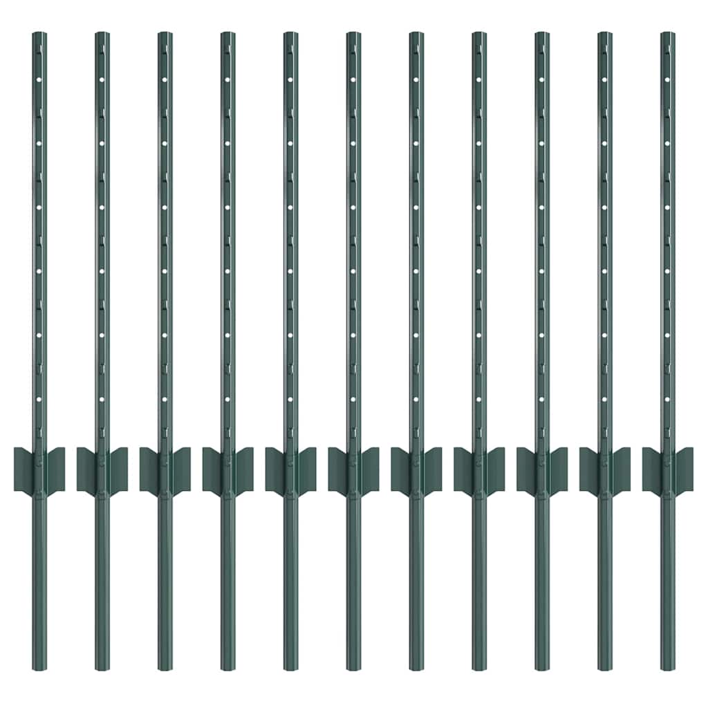 Pali per Recinzione 11 pcs Verde 60 cm Acciaio 42006261