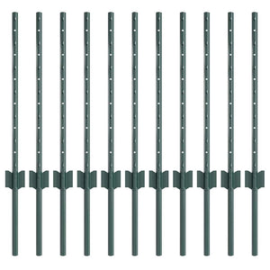 Pali per Recinzione 11 pcs Verde 60 cm Acciaio 42006261