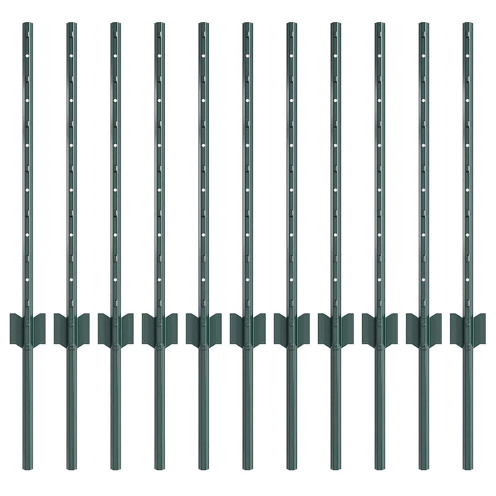 Pali per Recinzione 11 pcs Verde 60 cm Acciaio 42006261