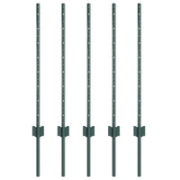Pali per Recinzione 5 pcs Verde 80 cm Acciaio 42006262