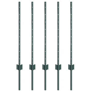 Pali per Recinzione 5 pcs Verde 80 cm Acciaio 42006262