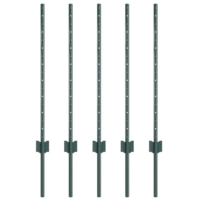 Pali per Recinzione 5 pcs Verde 80 cm Acciaio 42006262
