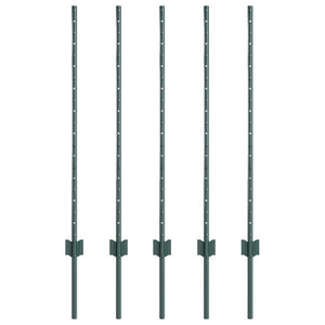 Poste di Recinzione  5 pz Canale a U Verde 100 cm in Acciaio 42006264