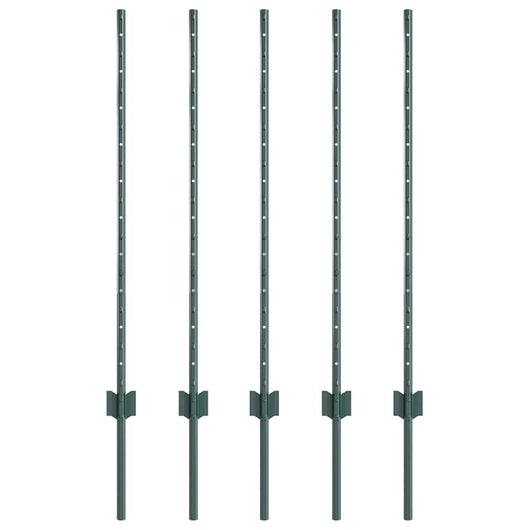 Poste di Recinzione  5 pz Canale a U Verde 100 cm in Acciaio 42006264