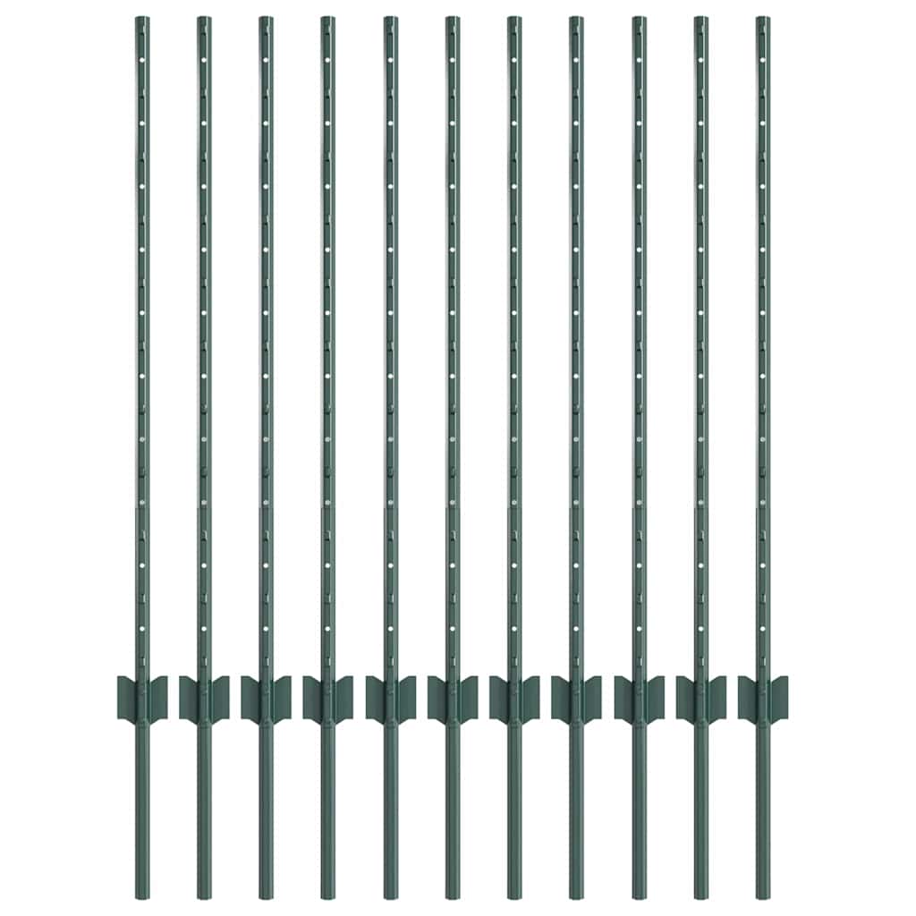 Pali per Recinzione 22 pcs Verde 100 cm Acciaio 42006265