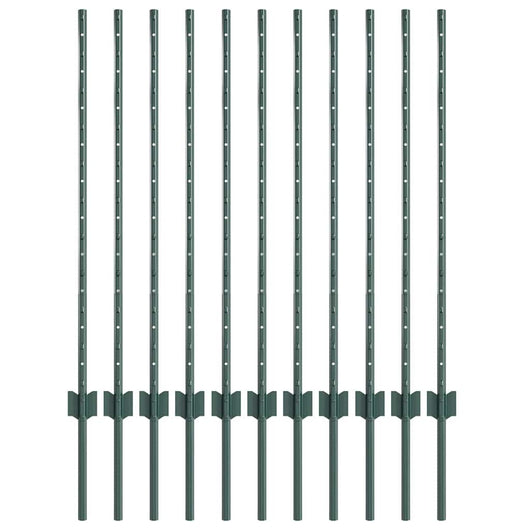 Pali per Recinzione 22 pcs Verde 100 cm Acciaio 42006265