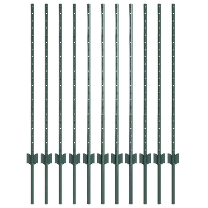 Pali per Recinzione 22 pcs Verde 100 cm Acciaio 42006265