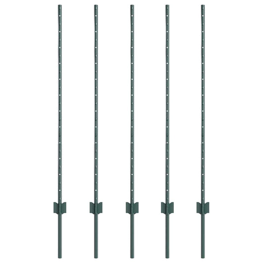 Barriere di Recinzione 5 pcs Canale a U Verde 120 cm in Acciaio 42006266