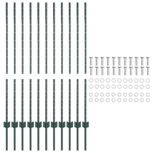 Poste per Recinzione  11 pz Canale a U Verde 120 cm in Acciaio 42006267